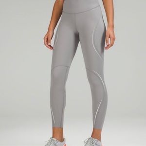 EUC Lululemon high rise reflective base pace legging- size 14 - gull gray